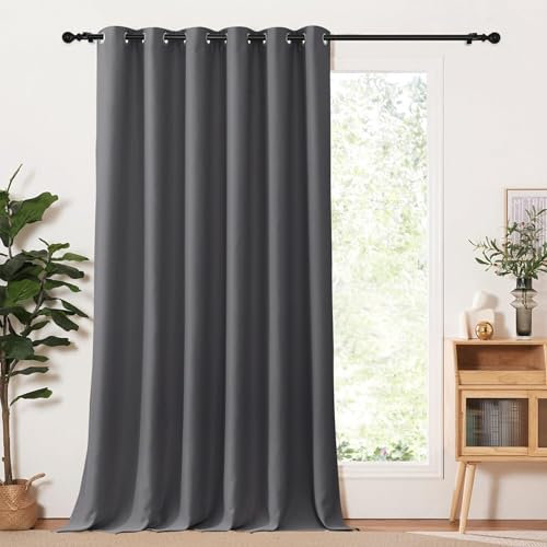 AMZYU Verdunklungsvorhänge Ösenvorhang, 175 x 220 cm Schöner Weicher, Kälteschutz Warm Schlafzimmer Dicke Thermogardine, Raumteiler Blickdicht Waschbar, in Vielen Farben Und Größen, Dunkelgrau