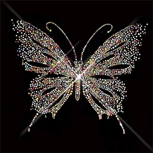 Schmetterling Strass Aufbügeln, Heat Transfer Decal Bling Strass Aufkleber Heat Transfer Patch Kleidung Reparatur Applique für T-Shirt Kleidung Hose Taschen (2)