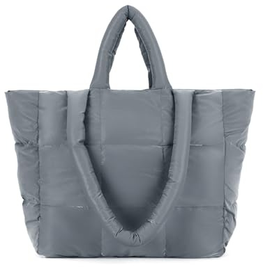 Fecialy Fourre-tout matelassé Sacs pour femmes Grand sac matelassé Sac épaule en nylon matelassé Sacoche de voyage Sac à main