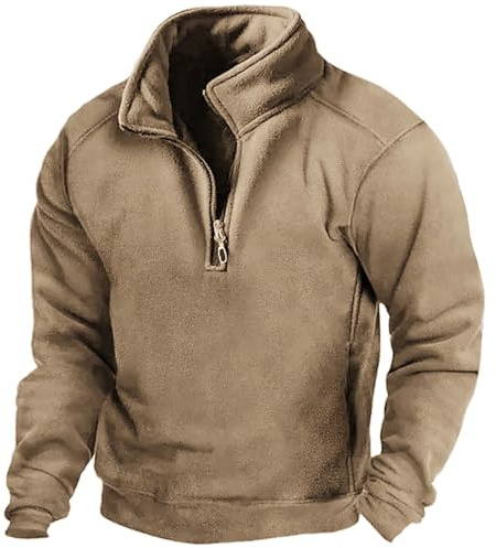 Sudaderas para hombre de forro polar con cremallera 1/4, sudadera de forro polar, suéter térmico, suéter de trabajo, caza, manga larga, camiseta funcional, suéter de invierno, sin capucha, suéter de