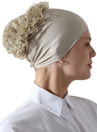 ihvan online Hijab Kappe, Kopftuch, Volumizing Anti Rutsch Kopftücher Unterkappe für Frauen, Bone mit Rückbindung, Creme