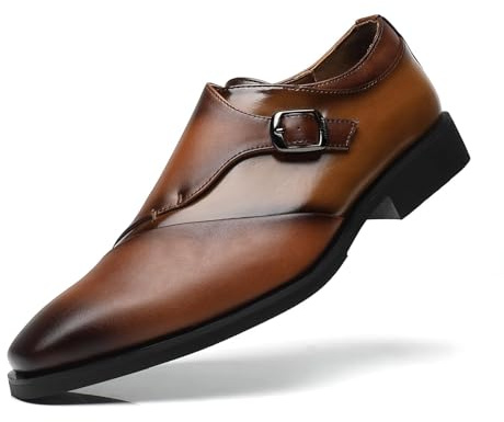 SANNAX Zapatos de Monje para Hombre Zapatos de Traje, Zapatos de Cuero para Hombre, Zapatos Casuales, Zapatos Comerciales, Zapatos de Boda Oficiales