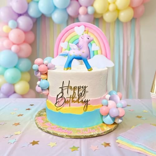 LaVenty Pony Unicorn Cake Decoration Pony Birthday Decoration | Rainbow Cake Topper Unicorn Party Favors Rainbow Decoration Birthday Cake Decoration for Girl