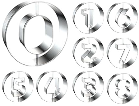 Moules à beignets pour la cuisson | Moule à bagel en acier inoxydable sur le thème des chiffres de 0 à 8 | Moule rond anti-adhésif pour gâteaux fondants, muffins, crêpes