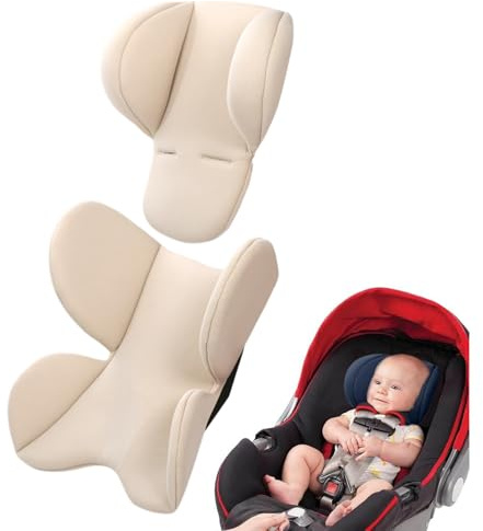 Generisch Babyschaleneinlage - Kopf- und Körperstütze für Autositze, Kopf-Nacken-Sitzeinlagenpolster, weiche Kinderwagenkissen, maschinenwaschbares Kinderwagenkissen, Kleinkind-Autositzbezug (Weiß)