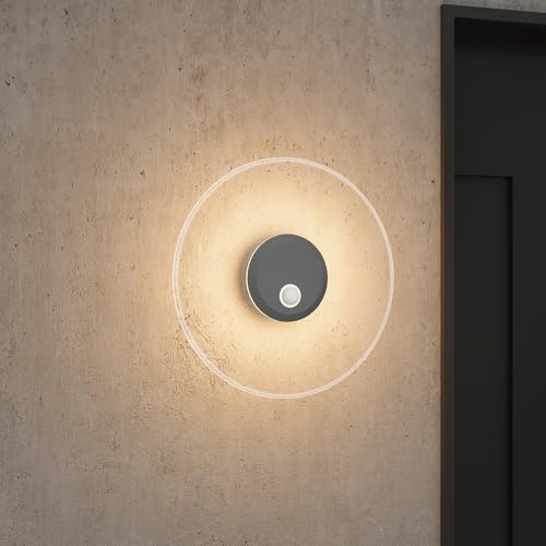 doporro Lampada da Parete da Esterno LED 6W, Applique Murale IP65 Impermeabile, Luce Esterna 3000K per Giardino, Terrazzo, Facciate – Grigio, Ø30 cm