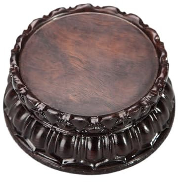 Sottovaso rotondo in legno – Retro Buddha Lotus Base per bruciatore di incenso, bonsai e piante in vaso, vassoio in legno massiccio per decorazione casa e giardino, diametro 180 mm