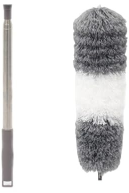 NihaoWXM Plumero Extensible Plumero telescópico Lavable, Largo Extensible, 250 cm, Cepillo de Microfibra Multifuncional, fregona for Quitar telarañas y Limpiar el Polvo.(2pc-Grey White Gray)