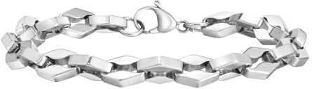 Beydodo Armband Herren Edelstahl, Personalisierte Armbänder Männer 8.3MM Bohnenkette Partnerarmband Armband Charms Silber 21CM