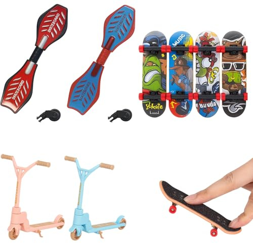 8 Stück Finger Skateboard Set, Mini Fingerboard für Kinder und Jugendliche, Tech Deck,Fingerskateboards mit DREI Stilen, Weihnachtsstrumpffüller und Klassenbelohnungen