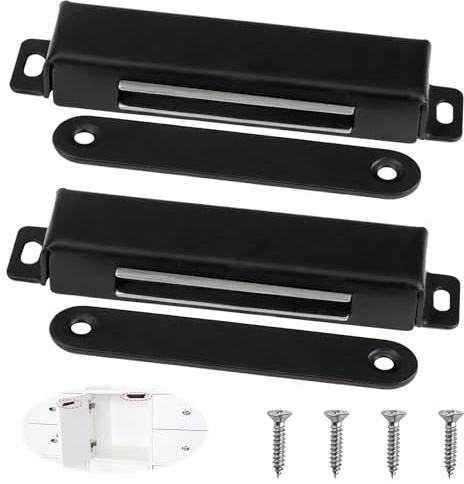 2 Pack 2.5×0.7 Inchs Magnetic Cabinet Locks, 100lb Heavy Duty Stainless Steel Black Magnetic Cabinet Door Catch, for Kitchen Cupboard, Wardrobe Closet, Cabinet Door Drawer Latch and Furniture Doors