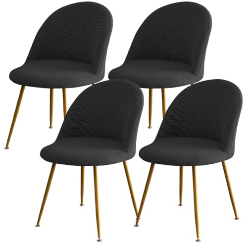 Levoberg - Funda de silla escandinava para comedor, extensible, funda para silla, respaldo redondeado, cubierta de silla escandinava, lavable, protección de silla para salón, cocina, hotel, 4 piezas