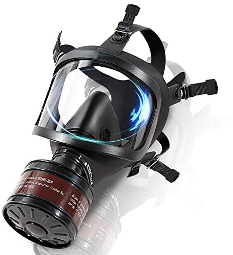 Gasmaske Taktische Atemschutzmaske, Vollgesichtsmaske mit 40 mm Aktivkohlefilter für Chemikalien- und Staubschutz, Nuklearüberleben, Militärqualität