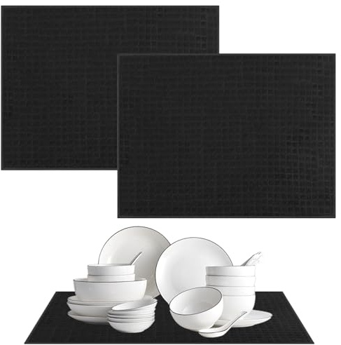 2 Pezzi Tappetino Scolapiatti Assorbente,Tappetino Scolastoviglie in Microfibra 38x51cm,Tappetino Scolapiatti Grande,Tappetino Bar,Tappetino per Asciugare I Piatti,Lavare Bicchieri,Piatti e Tazze