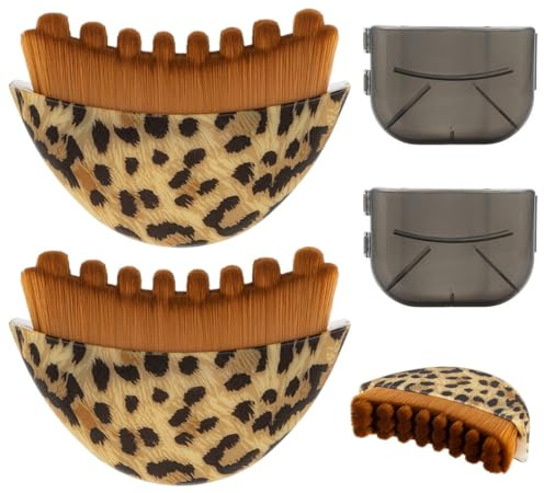 Set di 2 Spazzole per Linfodrenaggio del Viso Stampa Leopardo, Spazzola per Massaggio Linfatico per Viso e Décolleté, con Setole Naturali Morbide