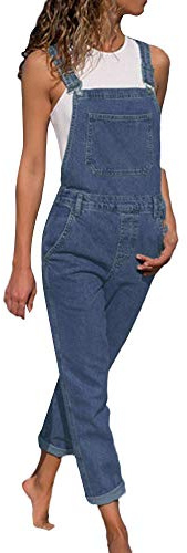 Salopette en jean pour femme - Avec poches - Jambes droites - Sans manches - Salopette de travail confortable - Bretelles réglables
