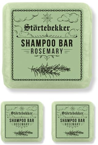 Störtebekker® Premium Shampoo Bar Rosmarin - Festes Shampoo Herren & Damen - 3in1 Duschseife Männer für Haare, Kopfhaut & Bart - Feuchtigkeitsshampoo - vegan (3x 100 g)