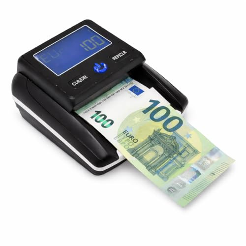 Rilevatore di Soldi Falsi Portatile, Verifica Banconote Euro con Luce UV/IR, Batteria Ricaricabile, 2 Anni di Garanzia, Conta Banconote Integrato, Detector Professionale per Uffici e Negozi