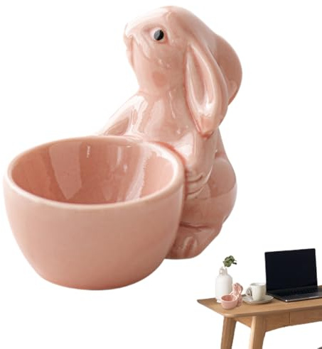 Sdtgrtht Coquetier Oeuf en Forme De Lapin De Pâques Céramique 8.5x7cm Coquetiers en Porcelaine Décorations De Pâques pour Petit Déjeuner Et Brunch, Egg Cup, Ornemant Décoration De Pâque