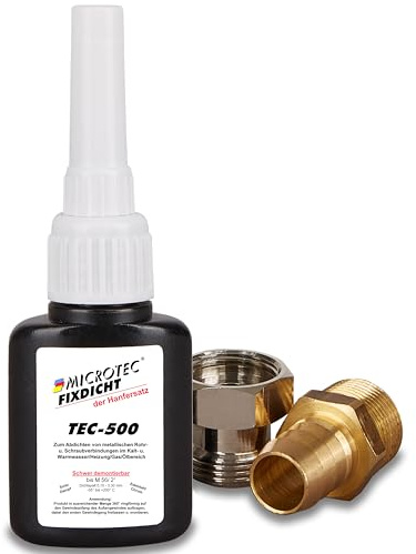 MICROTEC Fixdicht Dichtmittel TEC-500 | 10g | Gewindedichtung und Schraubensicherung | Der Hanfersatz aus der Flasche | extra hohe Hitzebeständigkeit | sicheres Gewindedichtmittel | DVGW