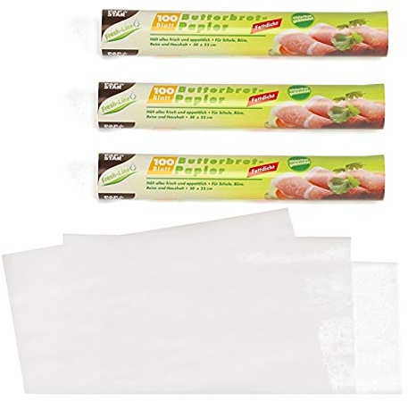 Papstar 14300, 300 sheets of Greaseproof paper, sandwich bag, 25 x 30 centimeter, white