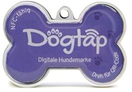 Dogtap Solid, digitale Hundemarke Knochen, mit NFC-Chip und QR Code für Kontaktdaten und Steckbrief, PVC, Metall, wasserfest, robust, 41,6 x 28,5 x 4,6 mm