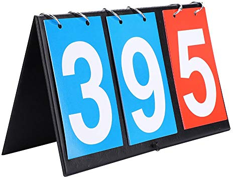Dwawoo 2/3/4 Digit Portable Flip Sport Anzeigetafel, Portable Table Top Scoreboard Ergebnis Flipper 0-99 Multifunktionsanzeiger für Tischtennis, Basketball(3 Digit)