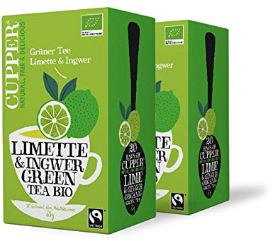 Cupper Bio Grüner Tee Limette Ingwer, 2er Pack