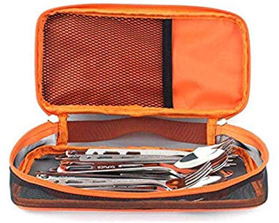VIONNPPT 14 stück Campingbesteck Edelstahl Geschirr Anzug 4 Person Camping Picknick Grill Liefert Große Kapazität Gabel Löffel Stäbchen Outdoor