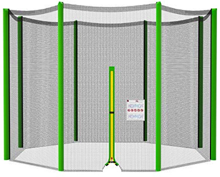 NONMON Sicherheitsnetz Ersatznetz für Trampolin Ø 366 cm 8 Stangen, Grün Gartentrampolin Ersatznetz Netz Außenliegend reißfest UV-beständig einfache Montage Eingangstür mit Reißverschluss