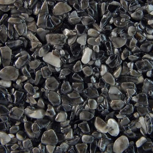 Terralith Steinteppich Marmor Komplett-Set für 1qm - Körnung: mittel - 4-6mm mit Epoxidharz Bindemittel - für Innen in schwarz (contrasto tre)