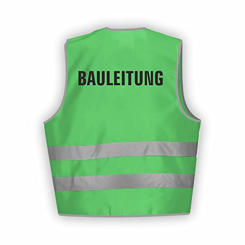 Fassbender-Druck WARNWESTEN - Sicherheitsweste GRÜN Warnweste nach EN ISO 20471 zertifiziert - Warn Weste für BAULEITUNG - Unisex mit hochwertigem Reflektorstreifen (GRÜN I XL/XXL I 10er Set)