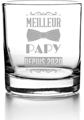 Cadeaux.com - Verre Meilleur papy du monde - Tumbler Whisky 30cl - Idée cadeau Grand-Père - Anniversaire papa