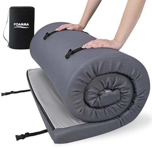 Foamma 3 x 26 x 72 Memory Foam Roll-Up Camping Mattress with Water Resistant Zipper Cover, Foldable and Portable for Camping, RV Bunk, Tent, Guest Bed, Outdoor and Dorm, CertiPUR-US Certified Foam
