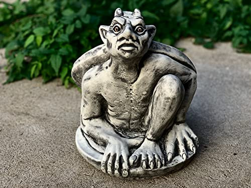 Grande figurine gothique Gargouille Gremlin en béton antique décoration extérieure statue de gargouille assise décoration française grotesque décoration de jardin en pierre coulée statue gardienne