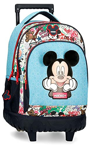 Disney Mickey Be Cool Kompakter Rucksack 2 Rollen Blau 32x43x21 cm Polyester 28,9L