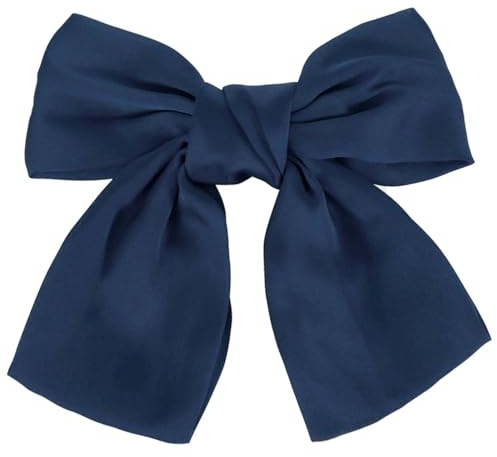 LECTNORE Fermaglio per capelli con fiocco, 2 pezzi, colore blu navy, da donna, in raso setoso, accessorio per capelli per ragazze