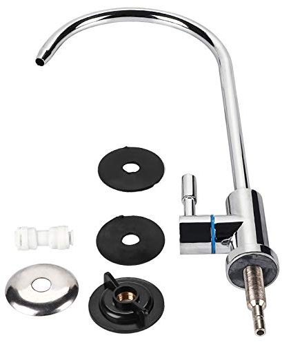 Verchromt Umkehrosmose Wasserhahn, RO-Filterhahn mit Filterelement Direkter Trinkwasserfilterhahn Wasserfiltersysteme ohne Luftspalt Langlebiger Filterhahn für 1/4-Schläuche