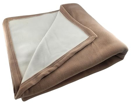 LNT France Couverture Polaire Luxe, 180 x 220 cm, 100% Polyester 450 g/m² Traité Non-feu - Double Couleur, Ultra Chaude et Douce pour Lit et Canapé (Sable & Glace)