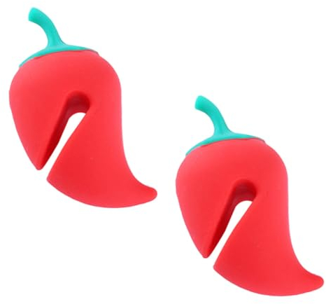 GOOHOCHY 2pcs Silicone Steam Releasers Spill-Proof Pot Lid Holders Cute Pepper Shape Heat Resistant Kitchen Supplies for Cooking Overflow Preventers