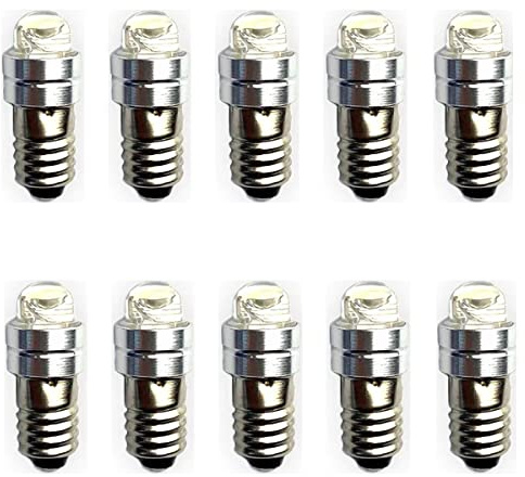 GutReise E5 Bombilla LED,Indicadores de bombilla espiral 10pcs E5 DC3-6v&DC9-24V blanco frío&blanco cálido 0,2 vatios 6-7lm (DC9-24V, Blanco frío)