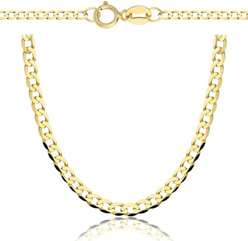 Rodium – Goldkette 14 Karat (585) Unisex, Goldkette Damen und Goldkette Herren, Cuban Chain, Panzerkette, Gold Andere Längen Verfügbar, Unisex Necklace