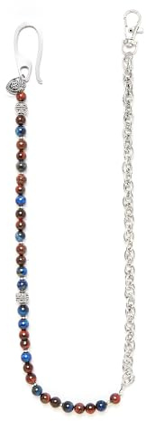 BRERA 67 Catena Portachiavi Uomo per Pantaloni, Catenina per Portafoglio con Pietre Naturali e dettagli color Argento Antico, Catena con moschettone per chiavi
