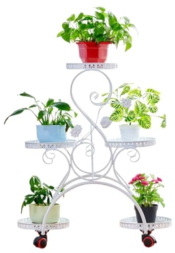 pflanzenständerBlumenständer Pflanzenständer Blumentreppe Pflanzenständer für den Innenbereich, hohes Pflanzenregal, Metall-Blumentopfhalter mit Rollen für das Wohnzimmer Blumenbank Pflanzen