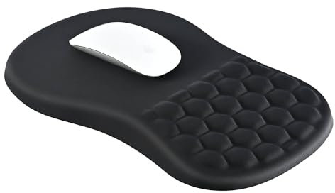 EooCoo Mouse Pad Wrist Support with Massage Design, Ergonomic Mouse Mat Gaming, Wrist Rest Pain Relief Mousepad with Memory Foam & Non-Slip PU Base, Home Office Accessories (12x8 inch,Black)