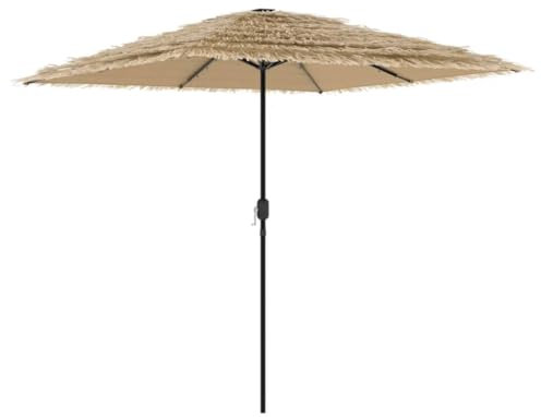 vidaXL Sonnenschirm, Gartenschirm mit LED Stahlmast, Marktschirm mit Kurbelmechanismus, Strandschirm Balkonschirm Hawaiischirm, Braun