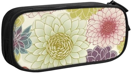 Dahlia Trousse à crayons avec fermeture éclair lisse et portable Grande trousse de rangement pour fournitures scolaires et maquillage, Noir , Taille unique, Trousse de beauté