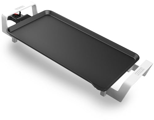 Bourgini Kochplatte mit Keramikbeschichtung, 2550 W, frei von Chemikalien (PFAS, C6, PFHxA, PTFE, PFOA und BPA), Oberfläche 46 x 26 cm, einstellbare Temperatur, ideal für ein ungiftiges Zuhause.