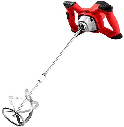 Zementmischer, 2100 W, Leistungsstarker Mischer, Betonmischer, Schlammmischer, Zementmischer mit S-Stange Zum Mischen von Schlamm, Zement, Mörtel, Farbe, Futter (EU)