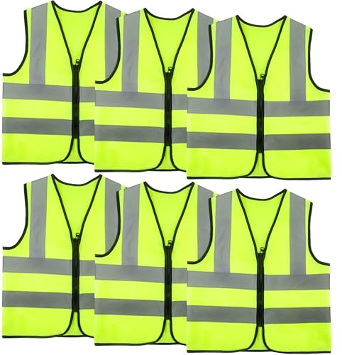 6 Pack Kids Hi Vis Vests Child Hi Vis Reflective Vest Bulk Children High Visibility Safety Vest with Reflective Strips for Girls Boys Outdoor Traffic Activities (M, 7-9 years(120-130 cm))